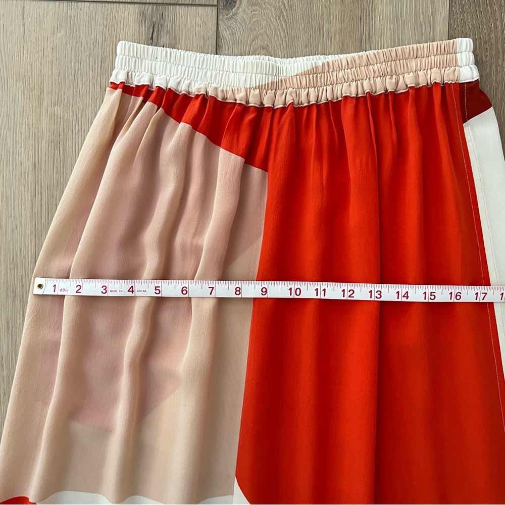 Ali Golden Red Color-Block Sheer Silk Skirt - Picture 6 of 6